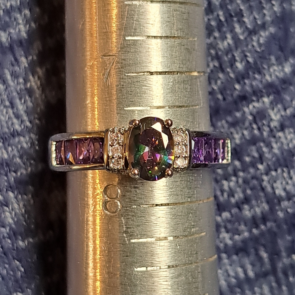 Mystic Fire Topaz and Amethyst Ring
